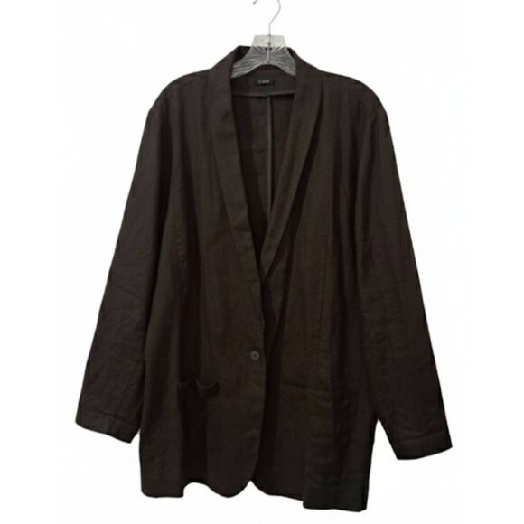 Vivid Jackets & Blazers - Vivid womens size 1XL dark brown 100% linen blazer jacket lagenlook minimalist